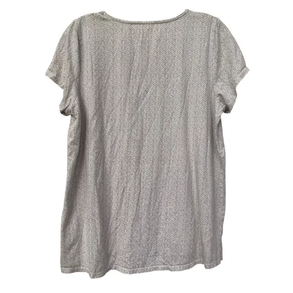 Lot of 2 J Jill Perfect Pima Patterned V-neck Tee T-Shirt Top size M Khaki Navy - Picture 4 of 9